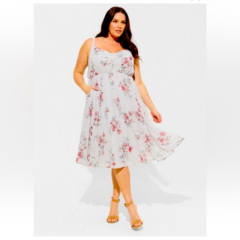 Torrid Maxi Chiffon Cowl Neck Pleated Dress